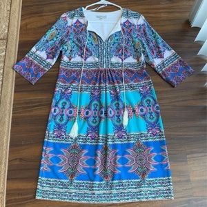 Sandra Darren long  boho groovy shift dress